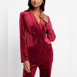 EXPRESS VELVET DOUBLE BREASTED SHAWL COLLAR BLAZER